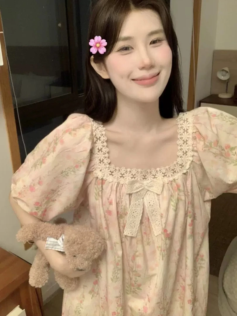 公主风薄款ins宽松韩版网红2025夏季带胸垫睡衣甜美睡裙女家居服