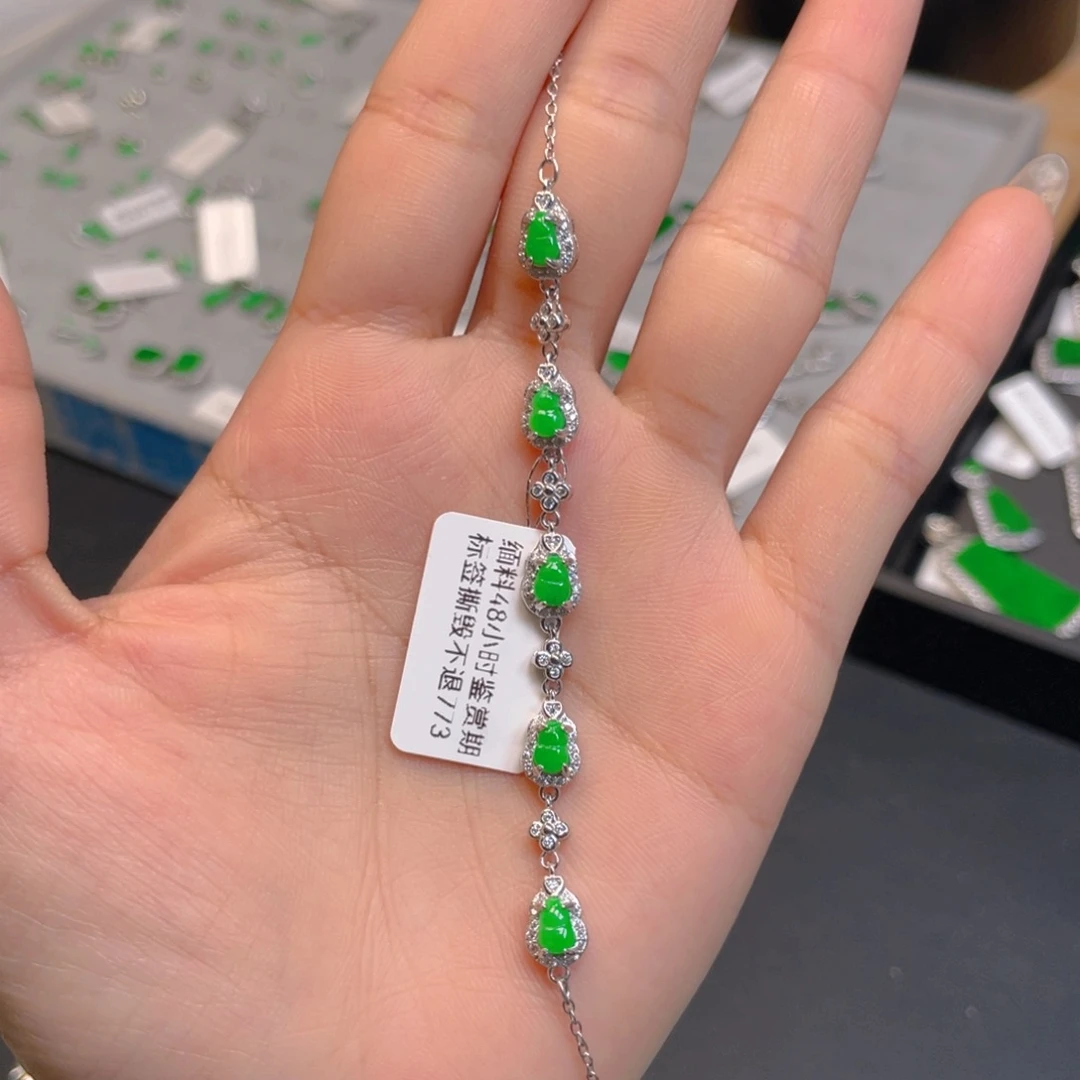 翡翠银S925镶嵌挂件