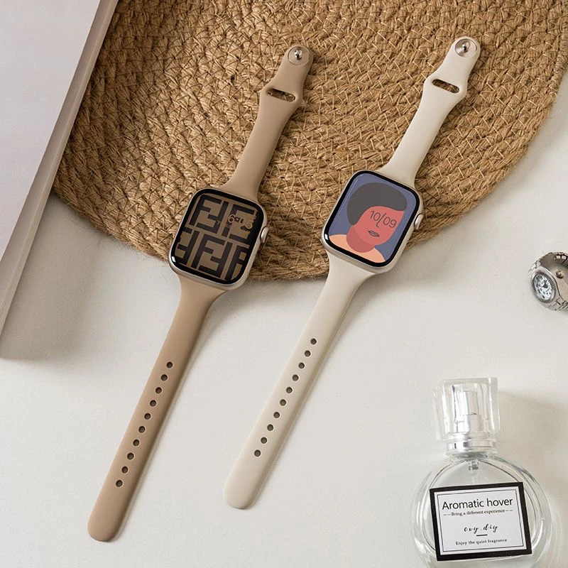 【iwatch表带】小蛮腰硅胶反扣适用苹果S10手表细款AppleWatch9表带