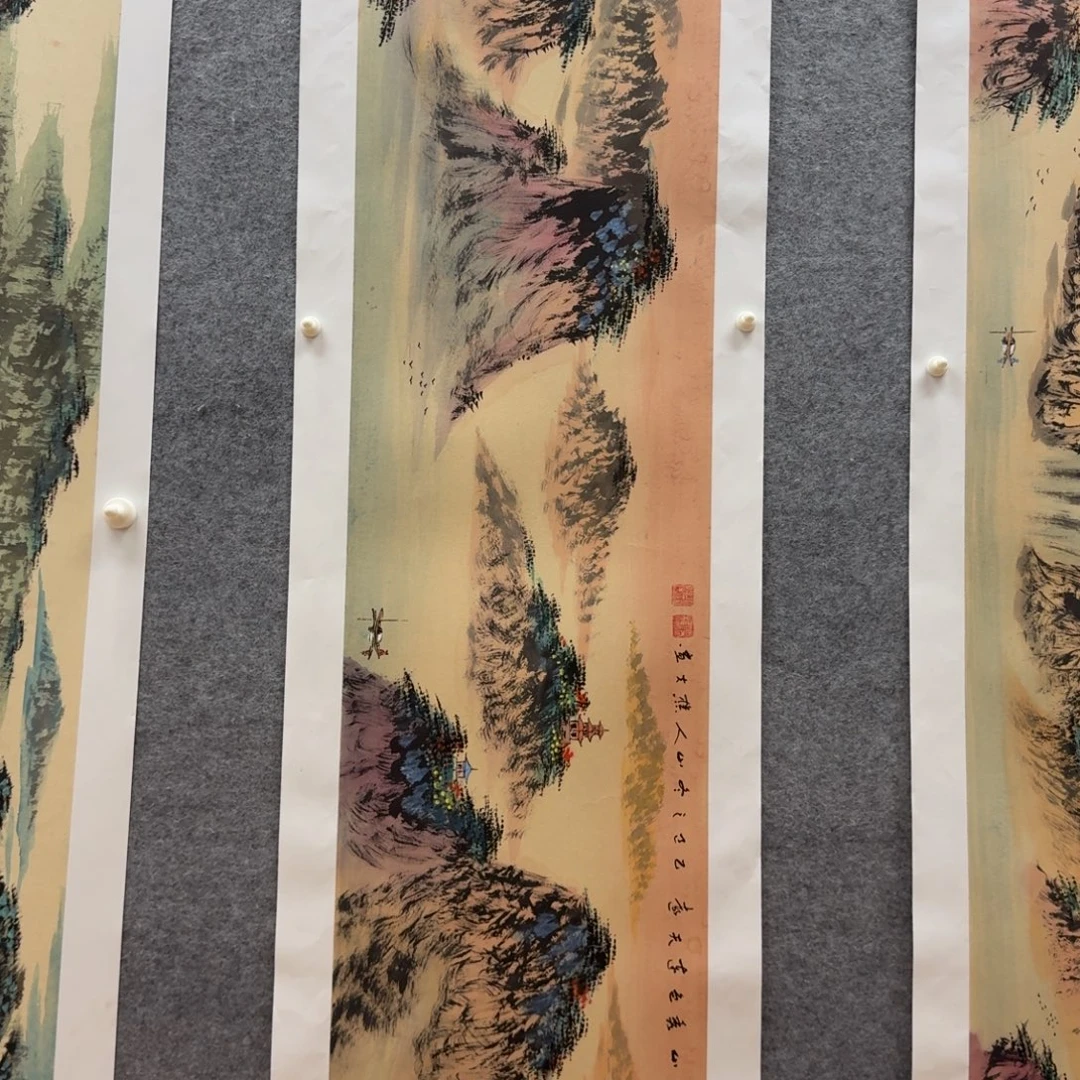 国画刘儒樵四尺对开山水