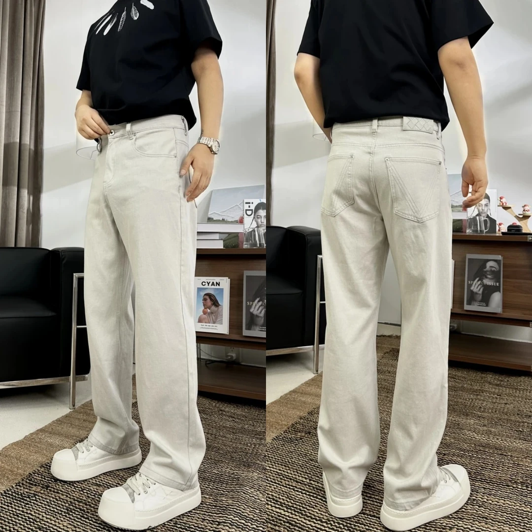 夏季25ss轻奢简约纯色宽松舒适直筒潮流百搭牛仔复古痞帅休闲裤