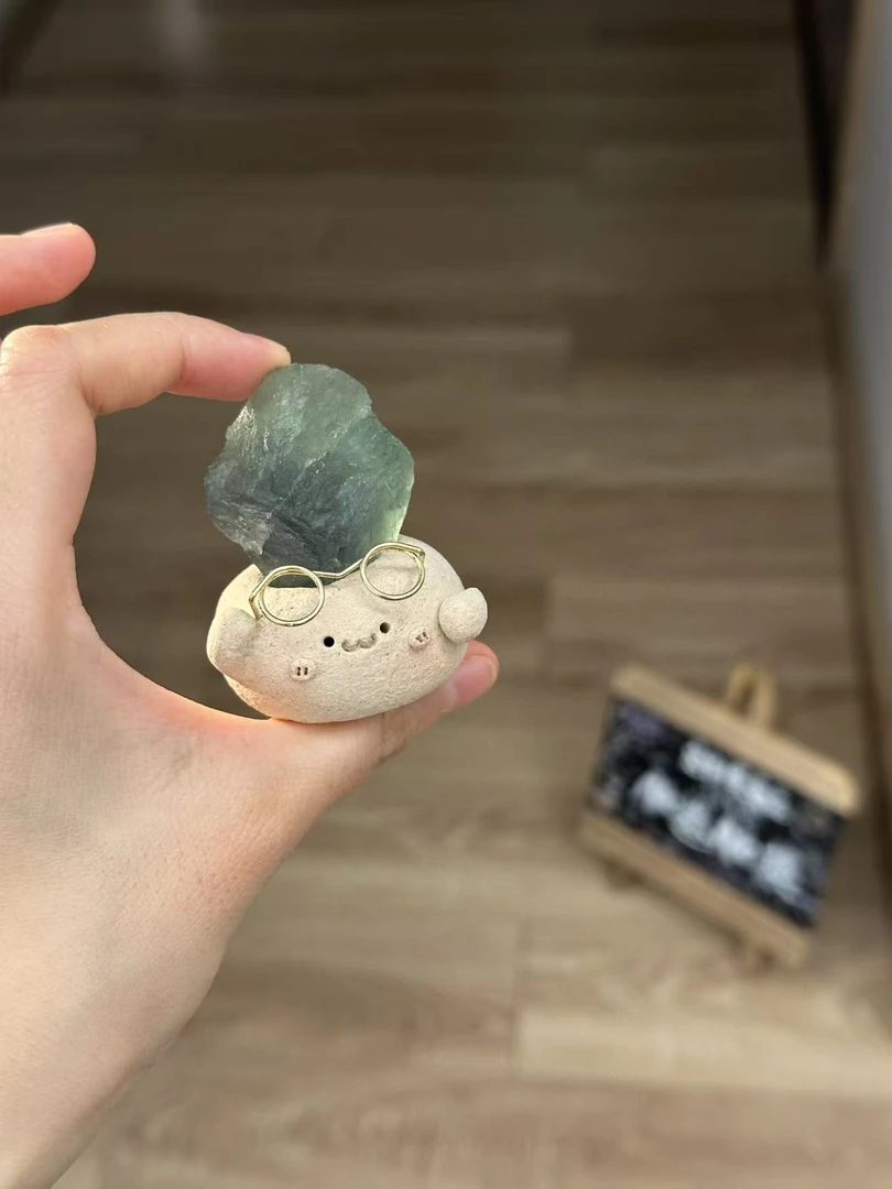 水晶小豆丁可爱蓝绿盈石