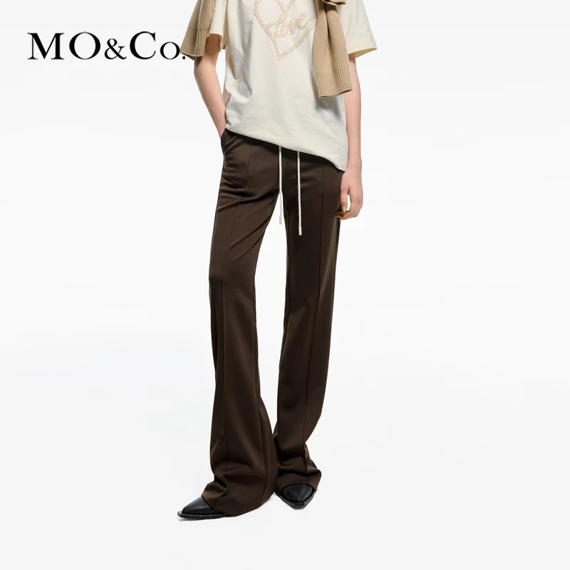 【赵老板专属】MOCO春抽绳高腰精裁及地直筒复古休闲裤MBD1PAT012