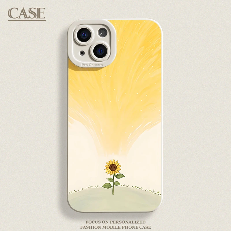 涂鸦向日葵适用iPhone16ProMax手机壳15苹果14软13瞳影12磨砂11xs