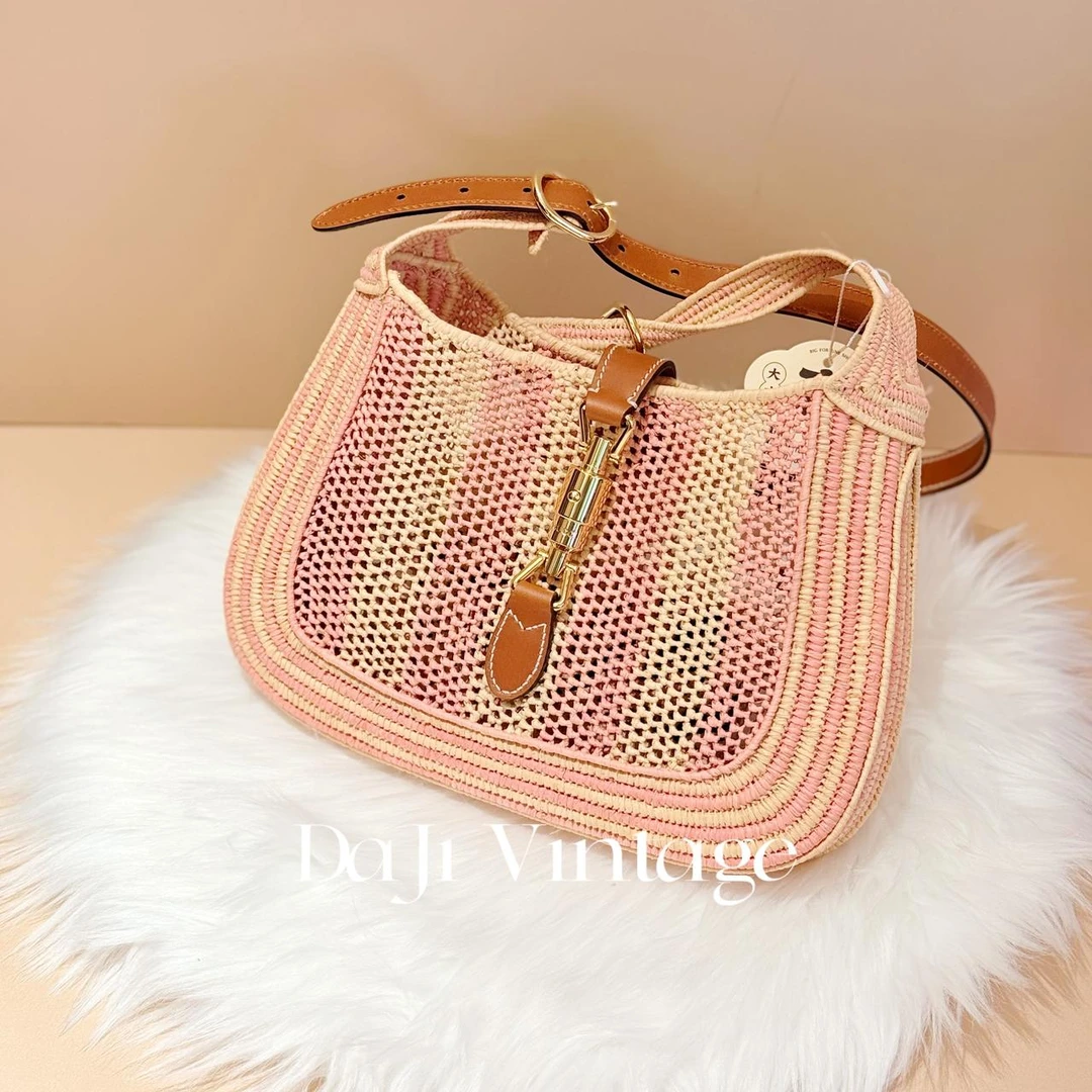 99新 GUCCI/古驰 大吉中古Gucci古驰1961浅粉色手提单肩包