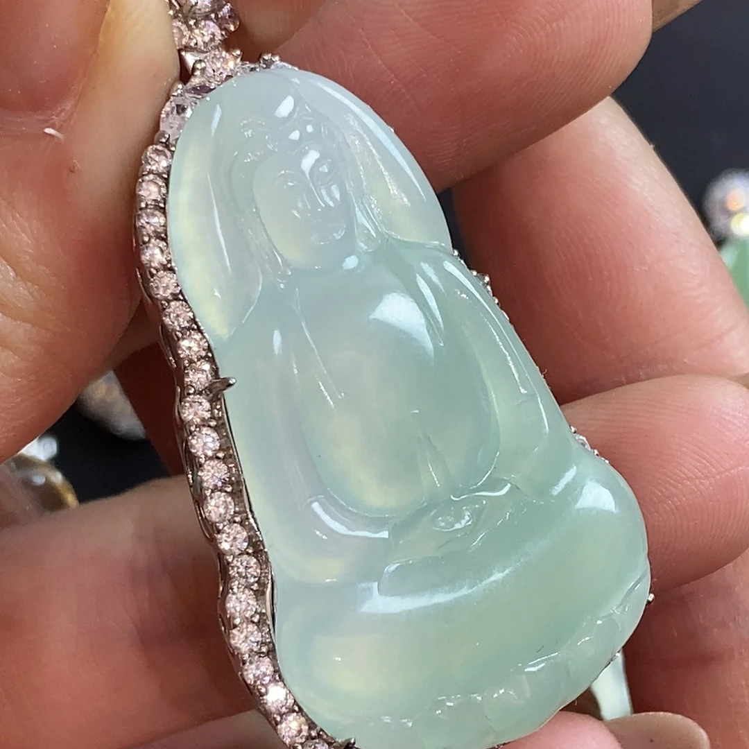 翡翠银S925镶嵌颈饰天然翡翠