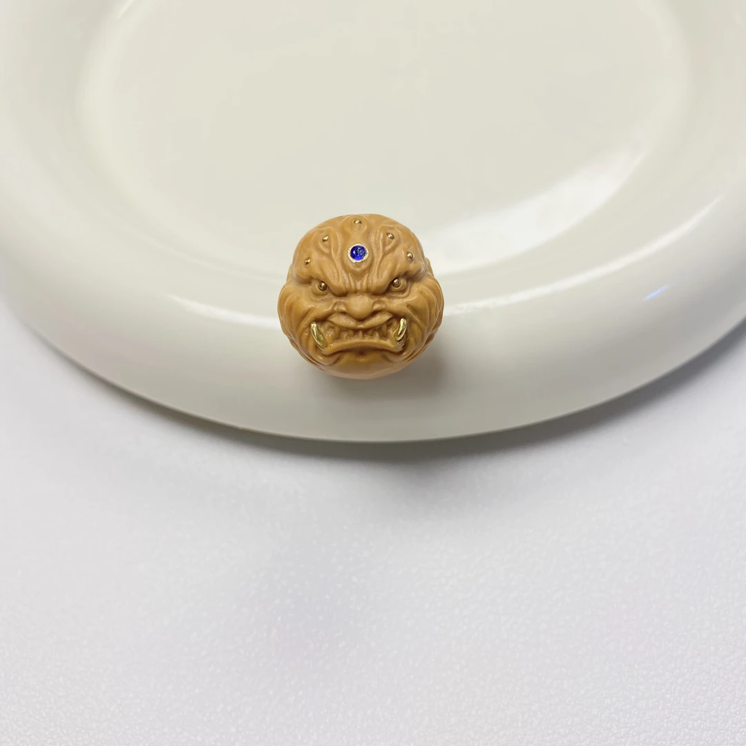 猴头单颗雕刻九目獠牙恶僧全铜镶嵌手串配饰挂件核桃手串配饰