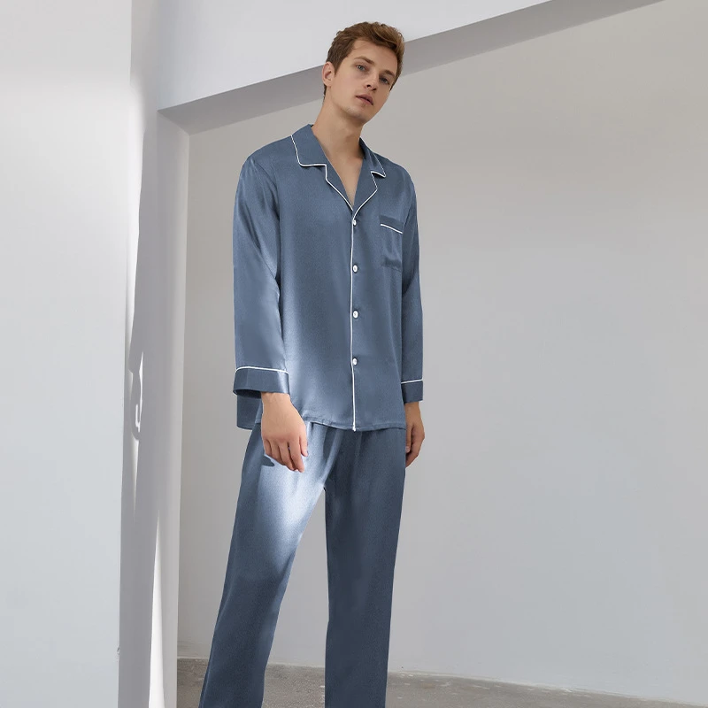 「断码清仓」重磅真丝睡衣22姆米长袖长裤两件套桑蚕丝丝绸家居服