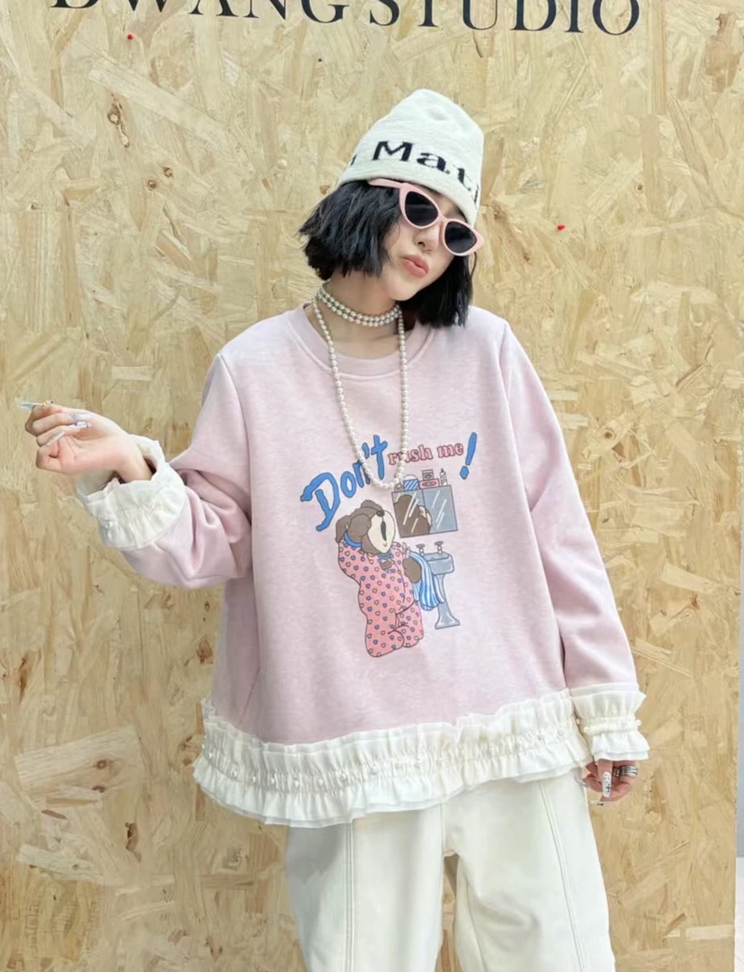 大码孕妇减龄长袖加绒卫衣新款宽松显瘦百搭休闲小个子上衣59128