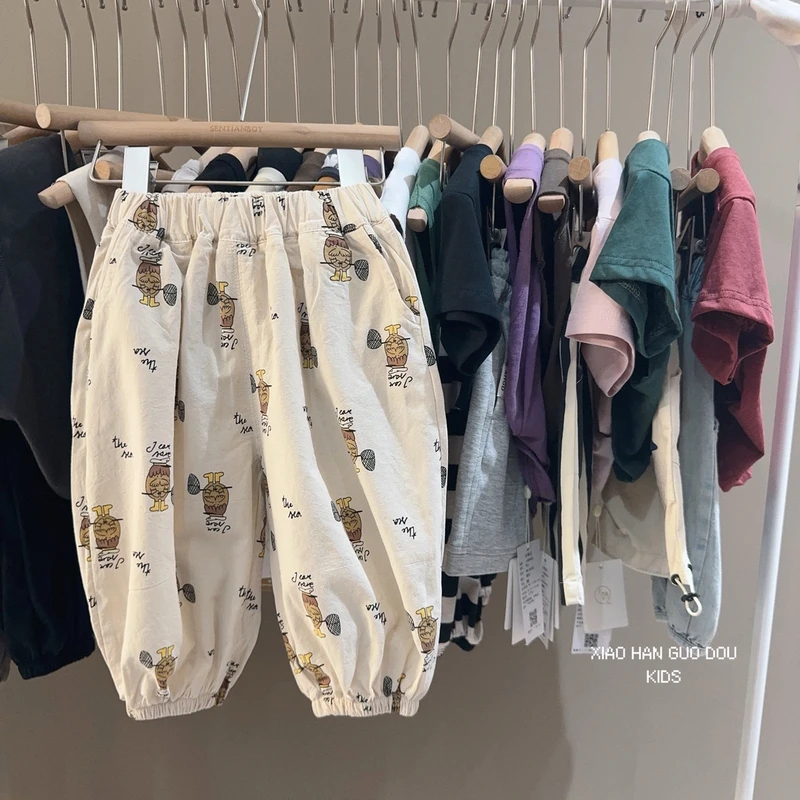 儿童韩版时尚休闲字母卡通夏季灯笼裤防蚊裤