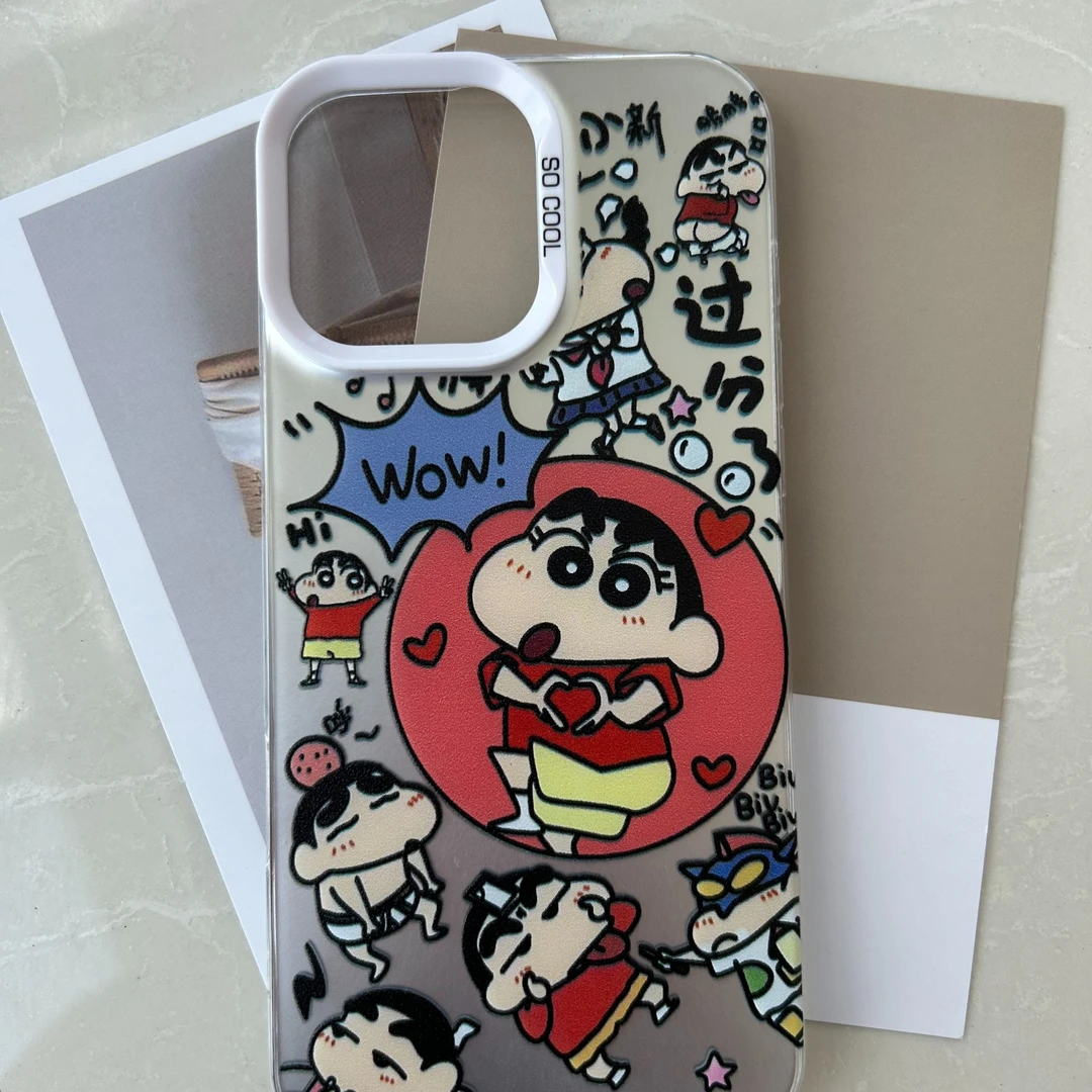 （彩银imd）彩绘涂鸦小新超过分可爱适用于苹果16防摔不黄情侣创意