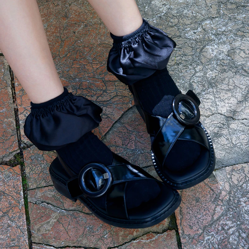 TRACY CHU 头层牛皮舒适复古中性凉鞋时尚气质休闲百搭裙子专用鞋