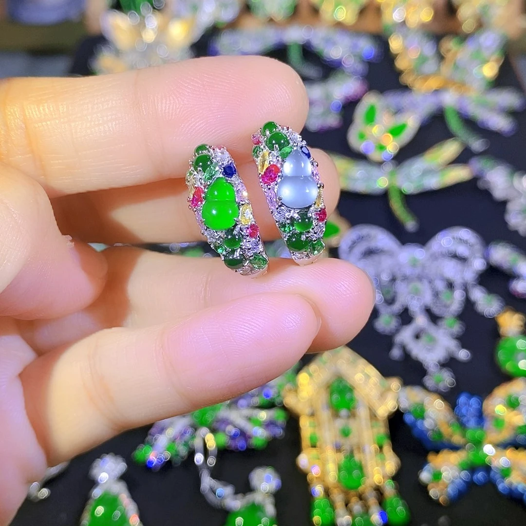 吊坠(不含链)银S925镶嵌翡翠