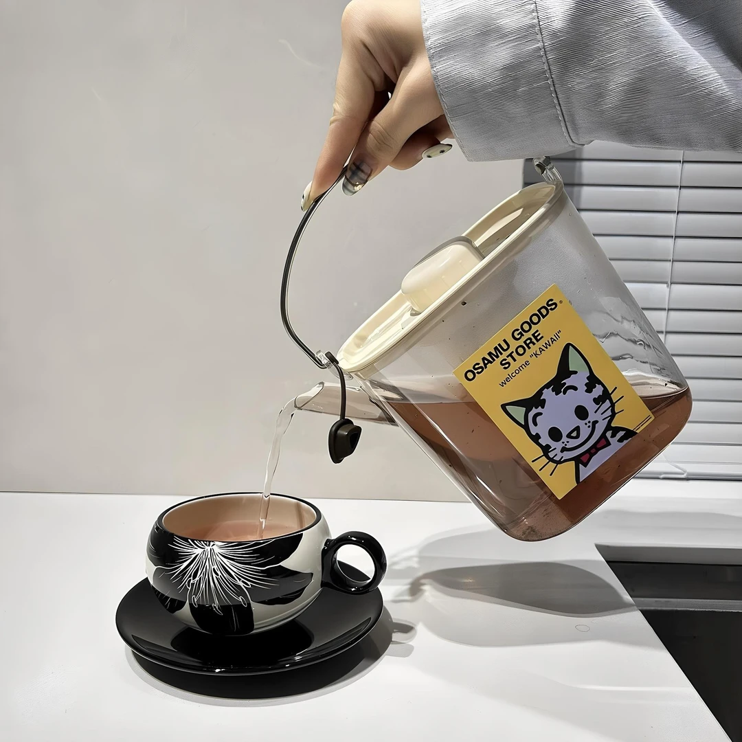 原田治冷水壶家用耐高温食品级凉水壶带盖玻璃泡茶桶咖啡冷萃壶