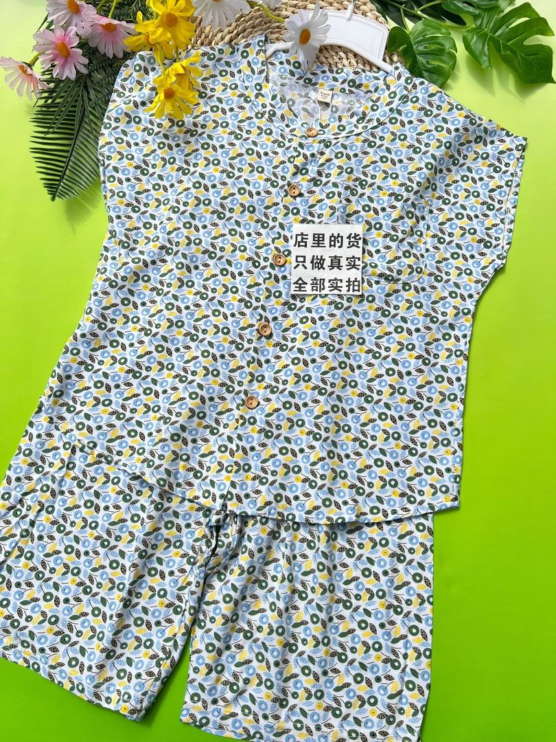 RA13山东人造棉童装店断码清仓昌乐壹号童仓绵绸上衣裤子套装裙子