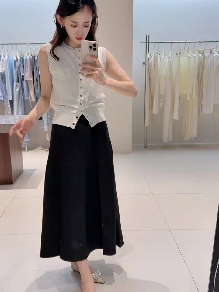 半身裙-135B353048艾家秋季时尚下摆开叉A字裙