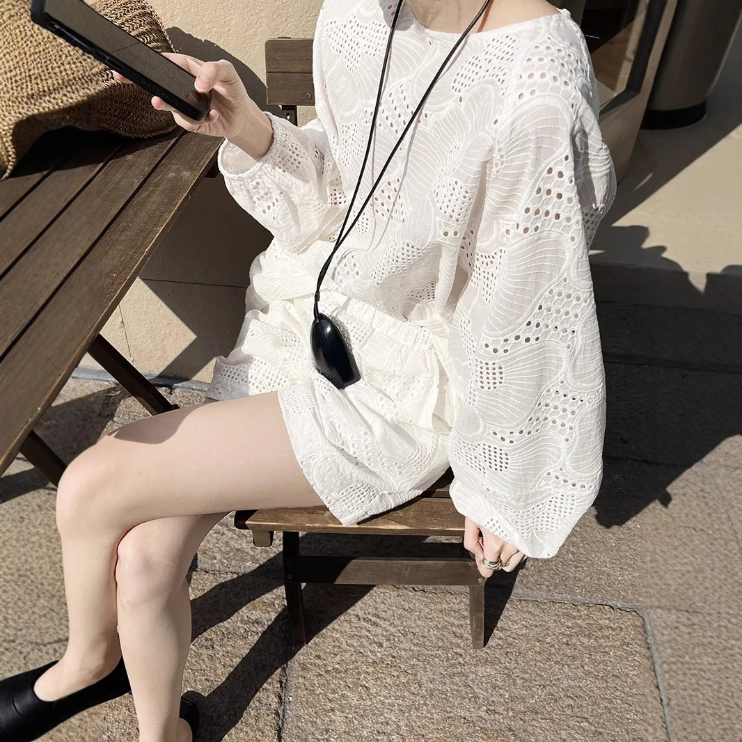 早春上新2025初打十三行纯棉法式重工镂空拼接定制绣花春款套装女