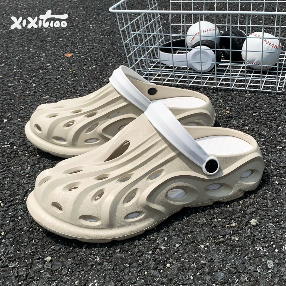 细细条 户外运动沙滩溯溪鞋男士街头时尚洞洞鞋夏开车钓鱼凉拖鞋