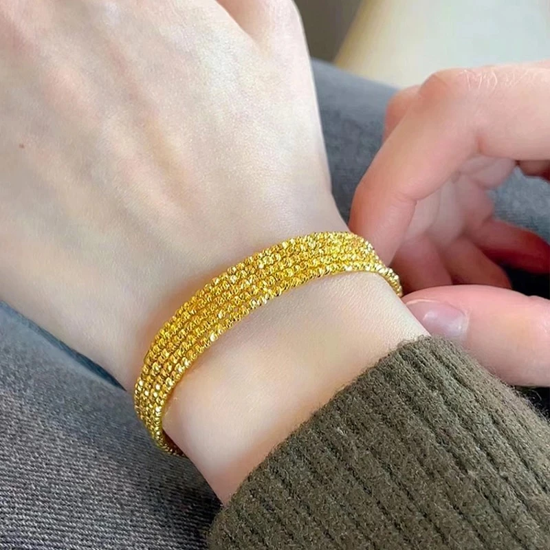 足银手镯 足银手镯 蹦迪珠弹力三圈/五圈记忆手链【】999