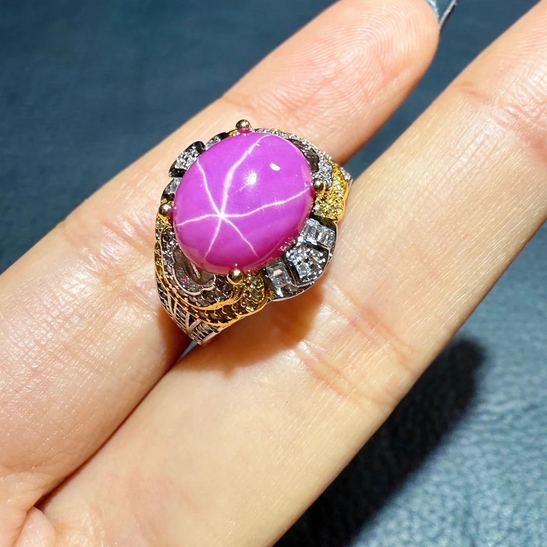 典藏轻奢-粉紫星光-高精切宝石戒指YG-372