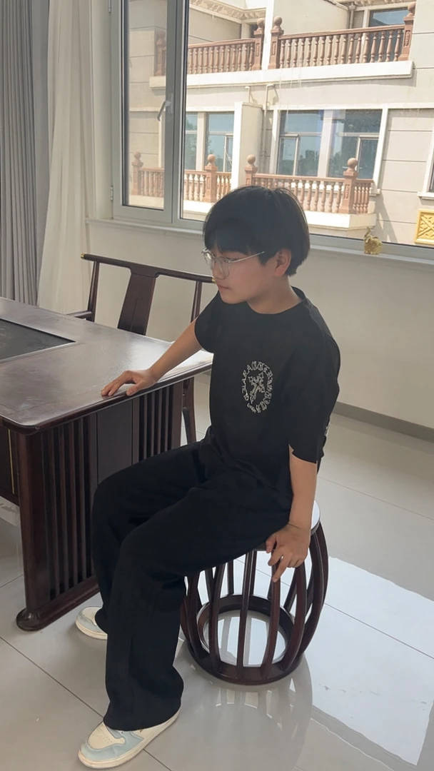 男童青少年夏季黑色短袖亮钻韩版百搭圆领T恤洋气休闲夏