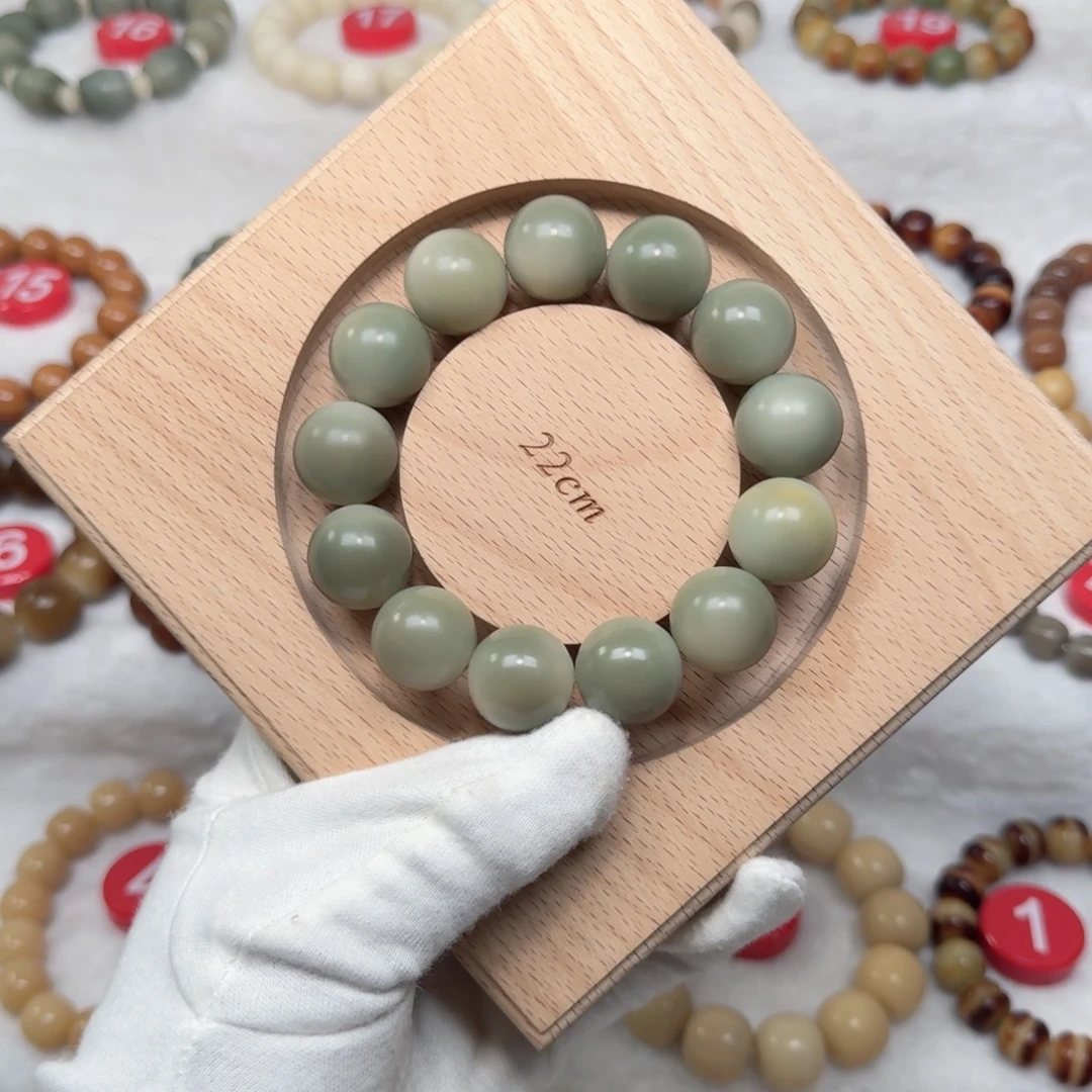 吊坠白玉菩提卡19阴皮料圆珠