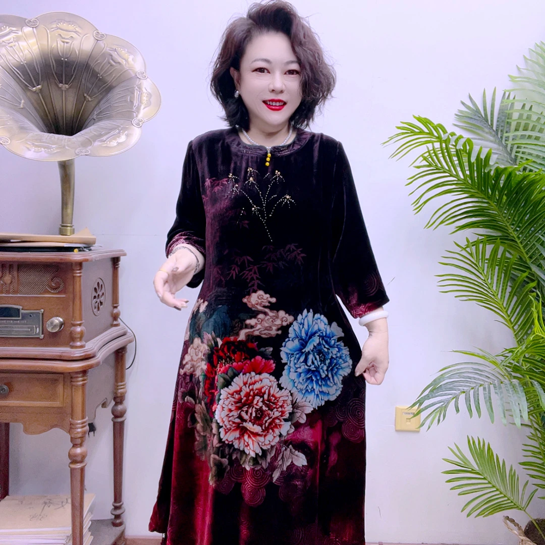 桑蚕丝大码连衣裙43A2083