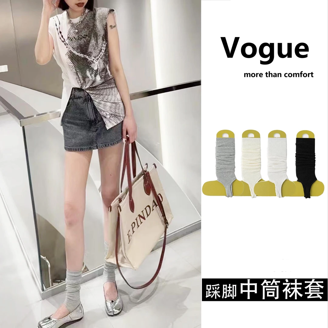 【两双装/踩脚中筒袜套】薄款袜套女甜酷百搭芭蕾风显瘦中筒堆堆袜