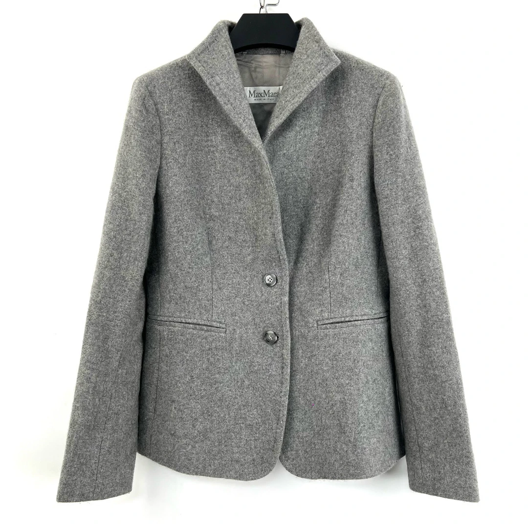 99新 MaxMara 42码/灰色羊绒西装外套/05267