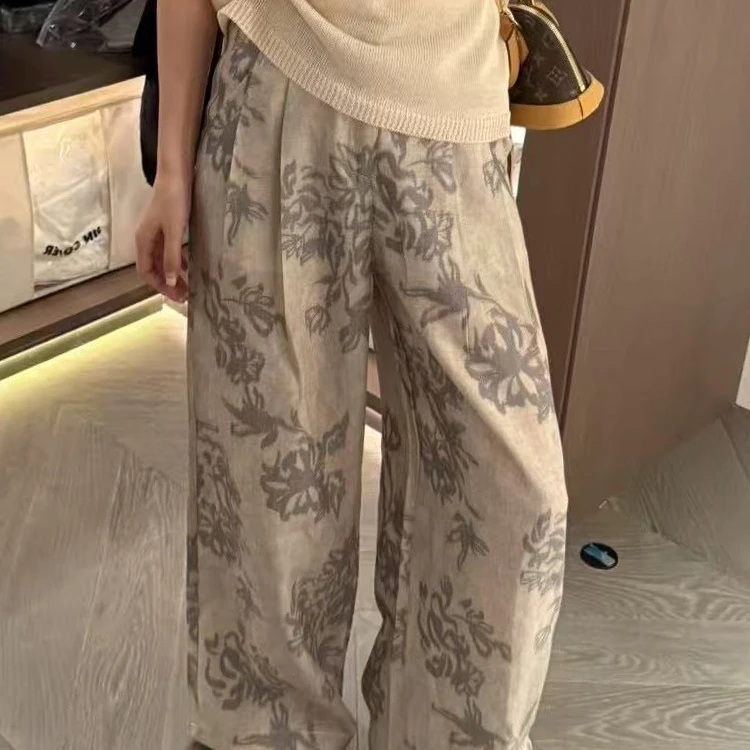 2025夏季独特超好看显瘦神仙裤子垂坠感休闲阔腿裤宽松慵懒风薄款