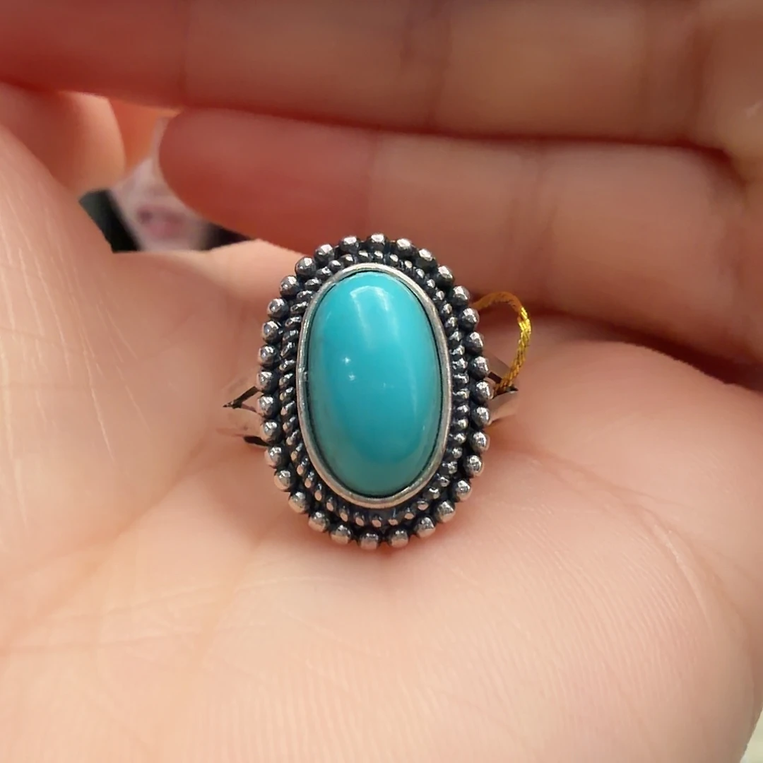 绿松石银S925镶嵌戒指