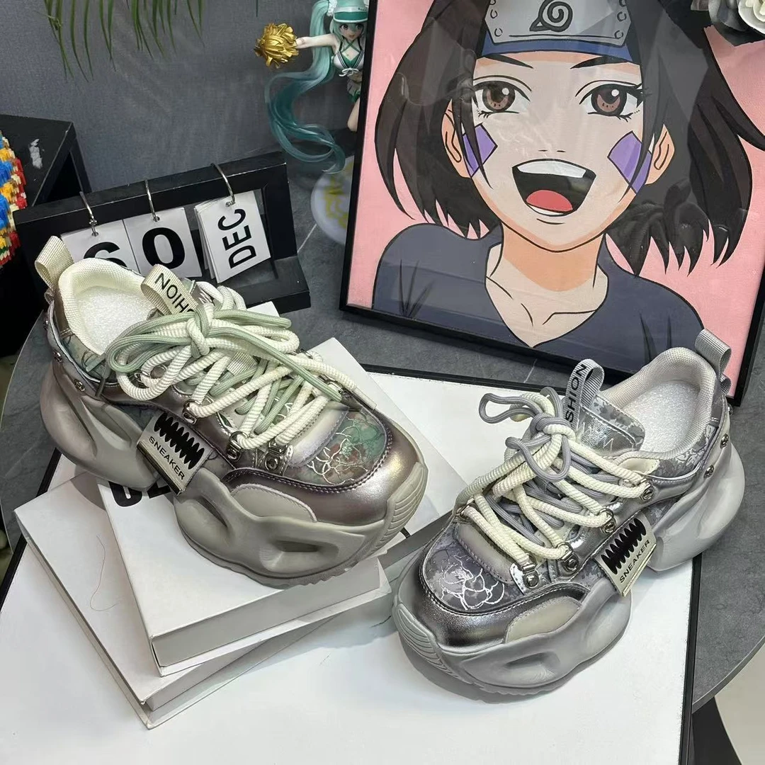 【飘飘】欧货高奢“落花时令”新款超轻厚底增高百搭老爹鞋-3039-1