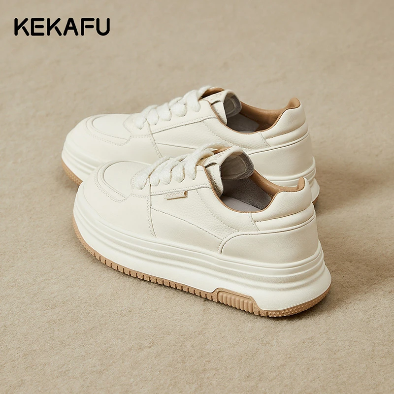 珂卡芙厚底小白鞋女春秋2025新款爆款增高鞋子女鞋百搭真皮板鞋女
