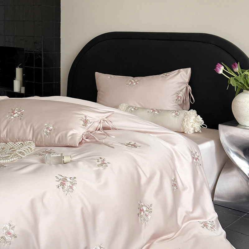 新款100S长绒棉四件套纯棉100%全棉轻奢高级感裸睡家用床上用品4