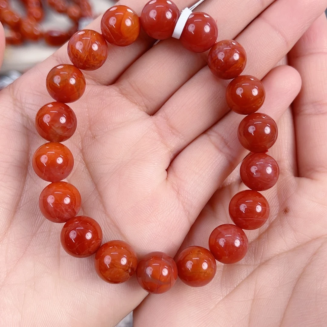 南红玛瑙未镶嵌瓦西锦红圆珠单圈11mm