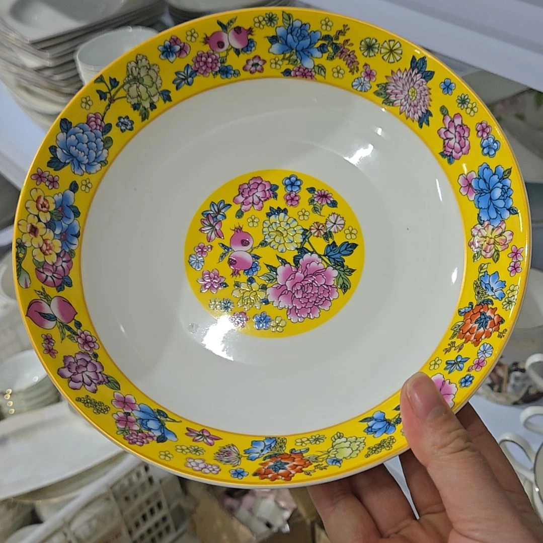 碗微瑕珐琅彩万花8寸4个深盘666666