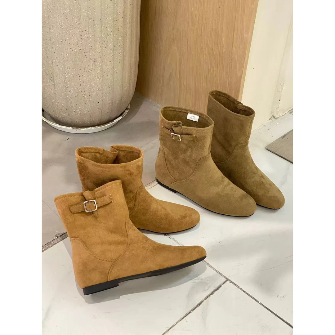 厚底时装靴女新款复古显瘦套筒马丁靴短靴A1602（不加绒）