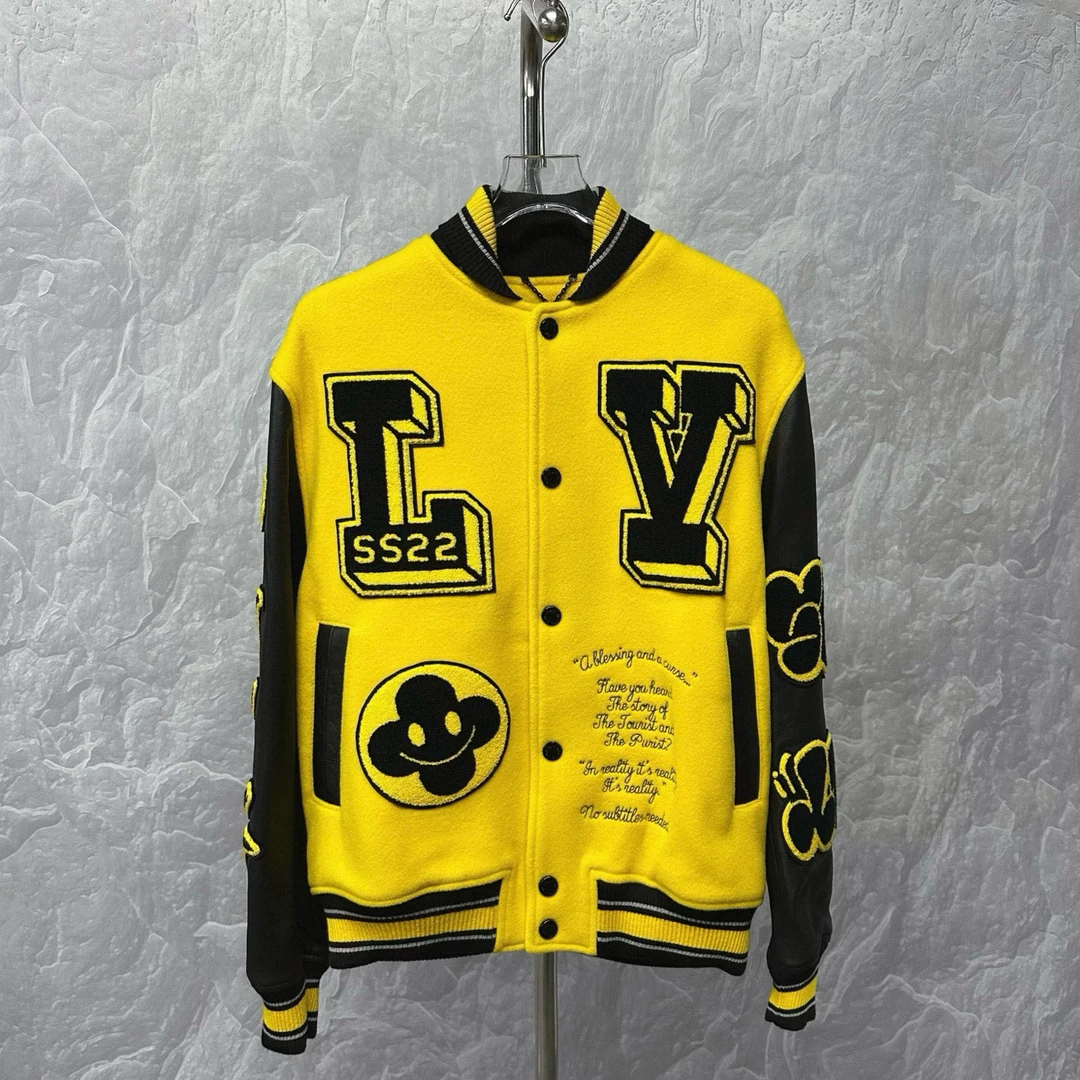 未使用 LouisVuitton/路易威登 下山虎拼皮棒球服外套 48码P02193
