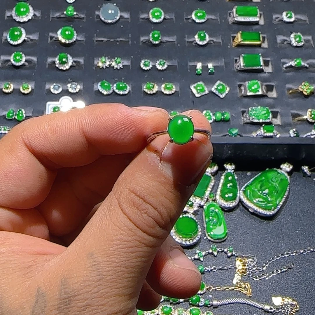 翡翠银S925镶嵌戒指