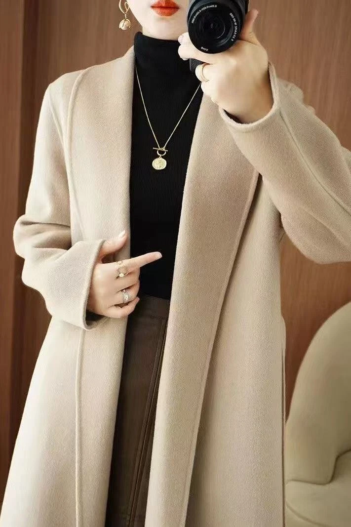 A001-100毛呢外套时尚百搭秋冬中长款韩版【一码一拍】