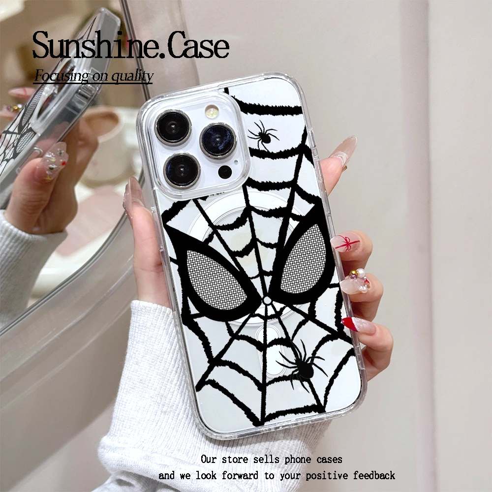 【亚克力磁吸】蜘蛛面具高透手机壳适用苹果16promax/15/14防摔