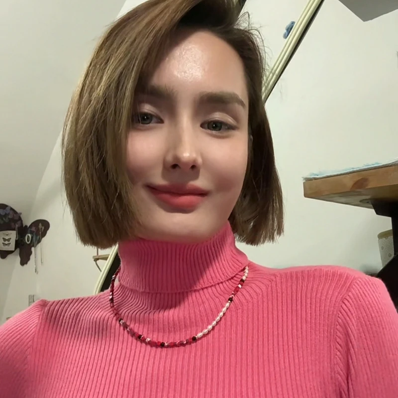 天然淡水珍珠穿搭配饰时尚气质百搭轻奢拼接红色紫色串珠项链8036