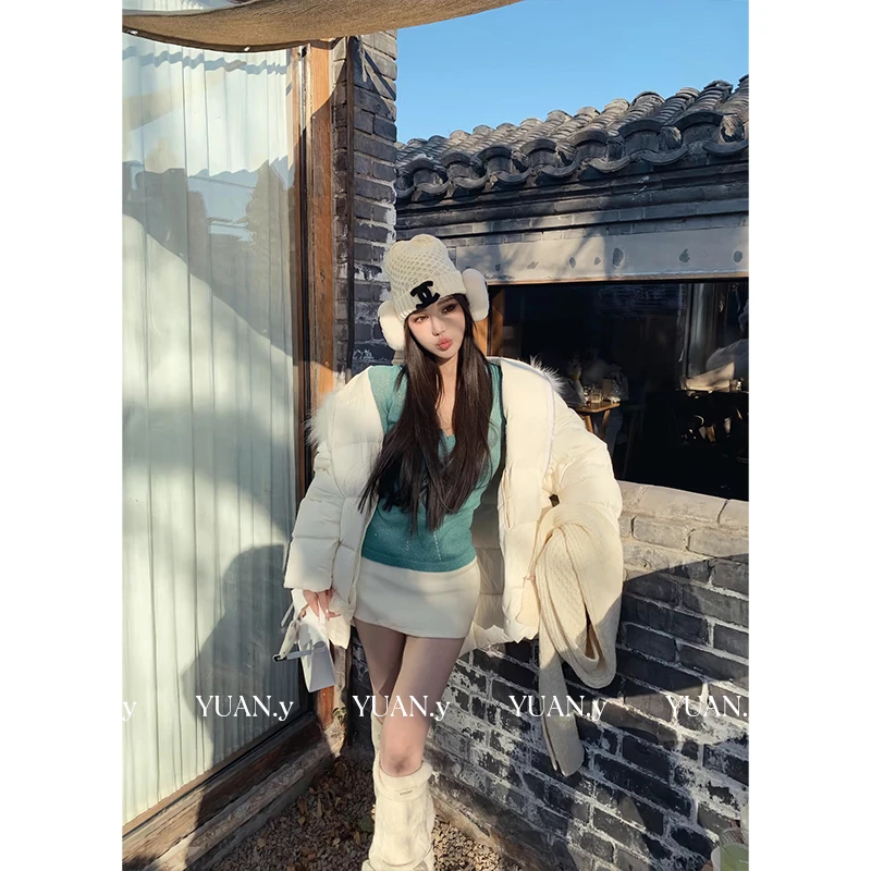 媛媛【独自漂亮的姐姐】绞花细闪v领毛衣慵懒高级感针织衫女#M0595