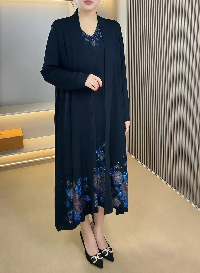 【憬衣】新款中长款外披中老年女装宽松厚款连衣裙长衫披风（外披）