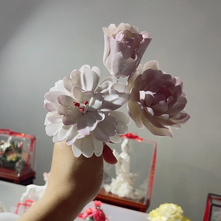 瓷片纯陶瓷手工捏花