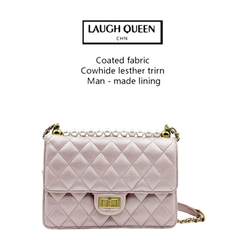Laugh Queen手工打造真皮女士新款包气质网红重工粉色A0511