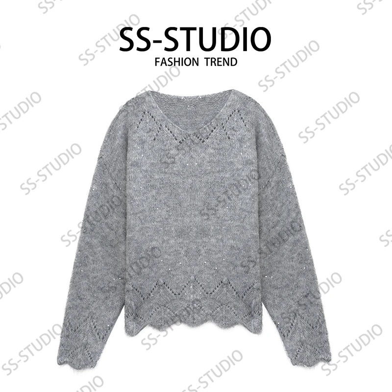 【纹路】诗诗·镂空设计感花纹氛围洋气针织衫毛衣SS-000032P