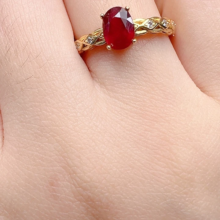 红宝石戒指银S925镶嵌