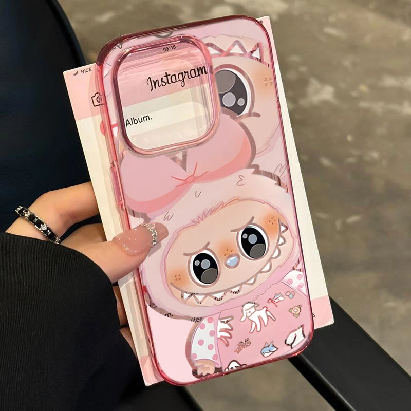 蝴蝶结小怪兽适用iPhone16苹果14_15PROMAX软胶13手机壳12可爱11X