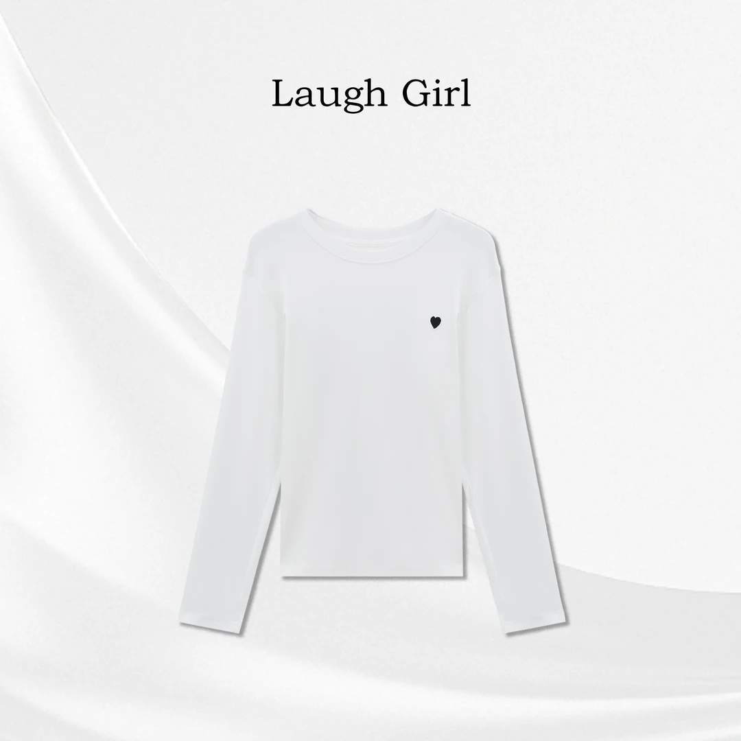 楚楚君 Laugh girl【爱心T】圆领净版爱心百搭长袖T恤TL531078J